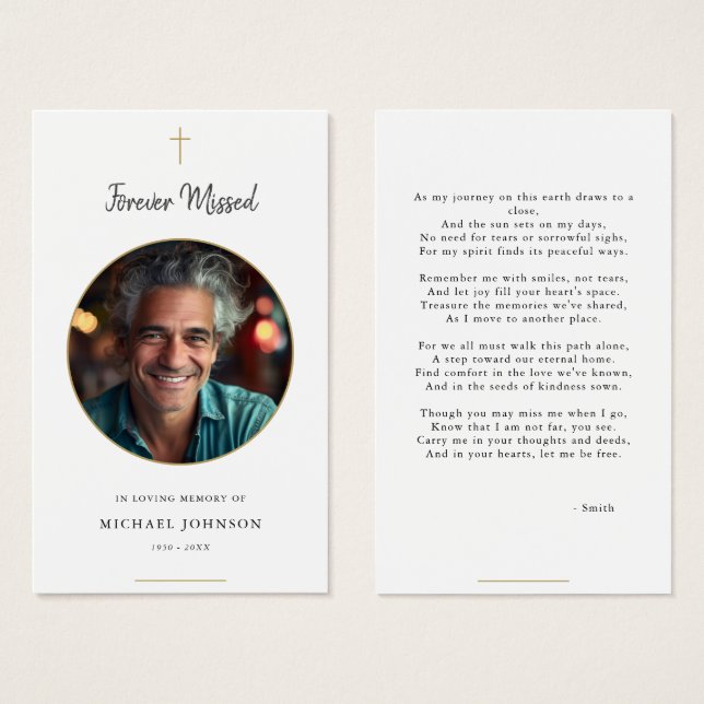 För missat Guld-katolskt begravningskort Visitkort (Framsida & baksida)