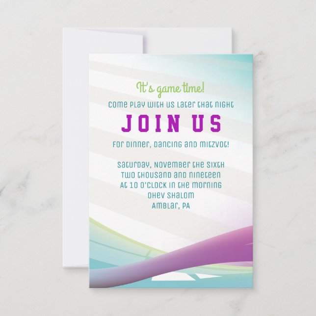 För Mitzvah för FOTBOLLFLICKApub kort för party (Framsida)