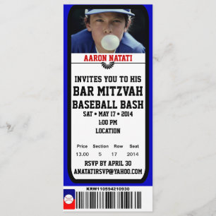 För Mitzvah för pub för KRW-fotobaseball inbjudan