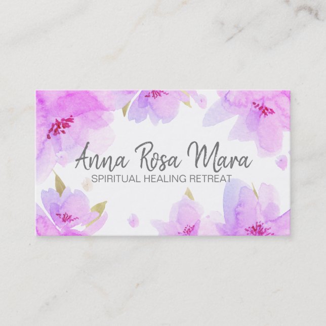 För mjuk modern vattenfärg blommigtabstrakt för visitkort (Framsida)