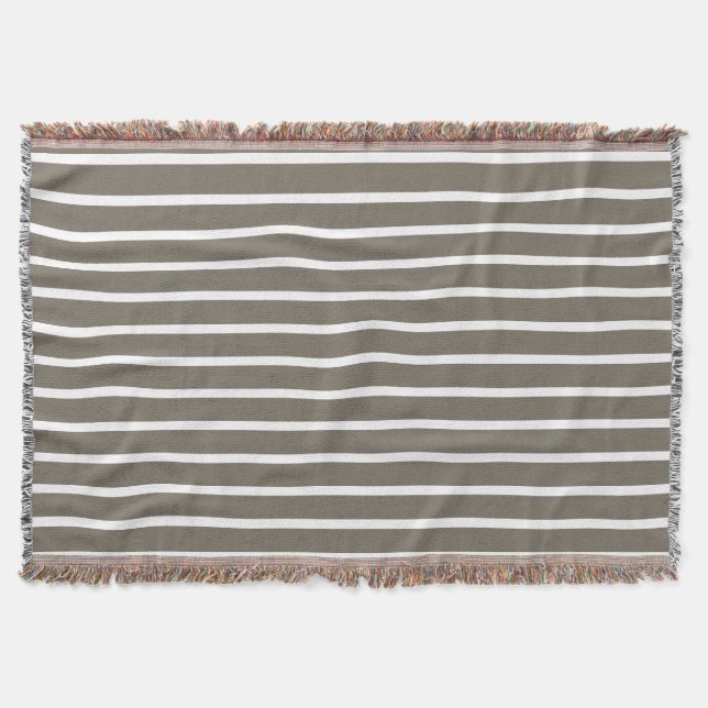 For Modern Comfort – Taupe & White Striped  Filt (Framsidan)