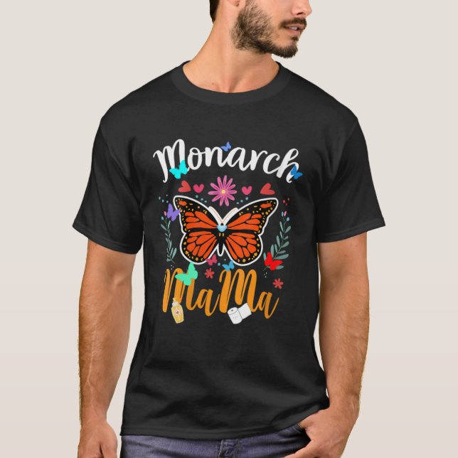 for Mom from Daughter Monarch Mama Floral Graphic T Shirt (Framsida)