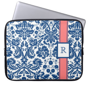 För Monogramblått för bärbar dator beställnin Laptop Sleeve