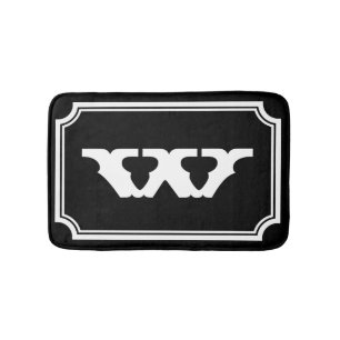 För monogrambrev för vintage svartvit badmatta badrumsmatta