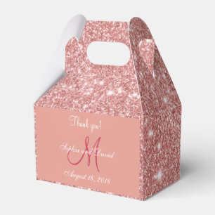 För Monogrambröllop för elegant chic rosa guld- Presentaskar