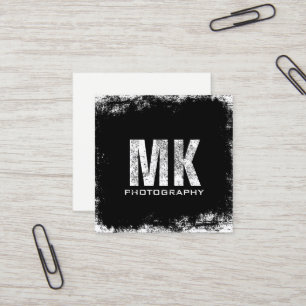 För MonogramGrunge för fotografi djärv fotograf Fyrkantigt Visitkort
