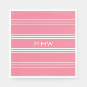 För monogrampapper för rosa randar beställnings pappersservett