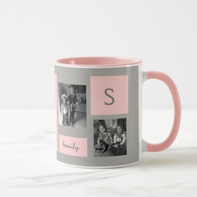 För Monogrampersonlig för beställnings- foto rosa Mugg (Höger)