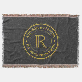 För Monogramsvart för bröllopsdag guld- läder Mysfilt