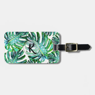 För Monstera för beställnings- Monogram tropisk Bagagebricka
