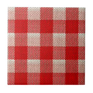 För mönsterBurlap för röd Gingham rutig Look Kakelplatta
