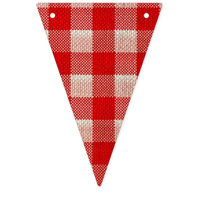 För mönsterBurlap för röd Gingham rutig Look Vimplar (Första flaggan)