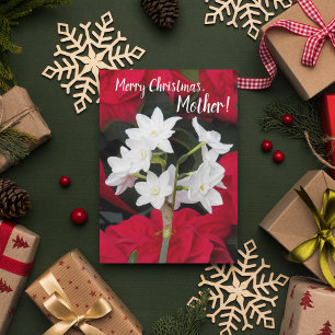 För Mor Poinsettias och Paperwhites jul Kort