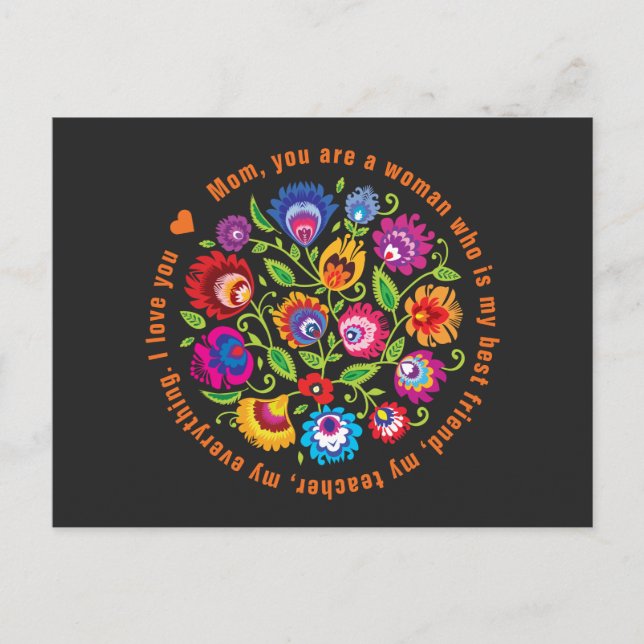 För mor Polska folklore-komposition  Vykort (Framsida)