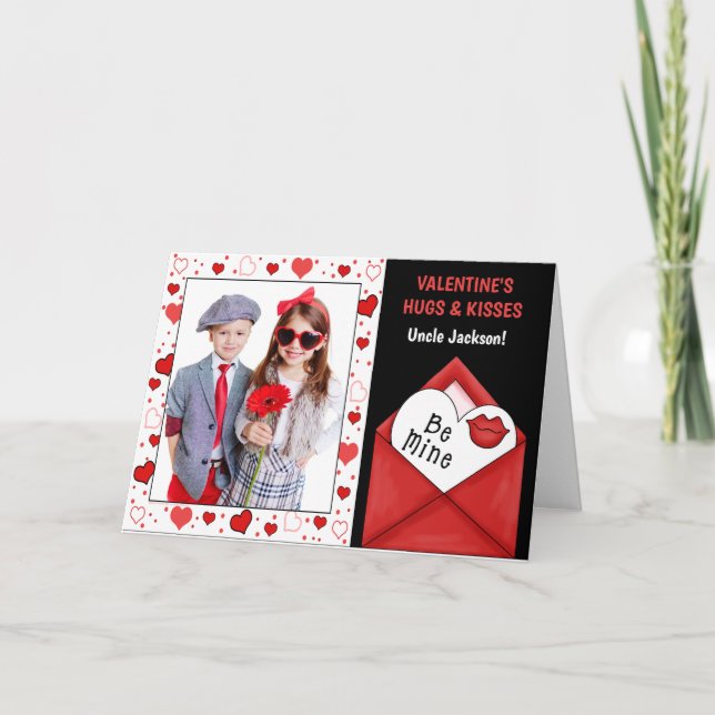För morbror Valentines Day Niece eller Nephew Phot Helgkort (Framsida)