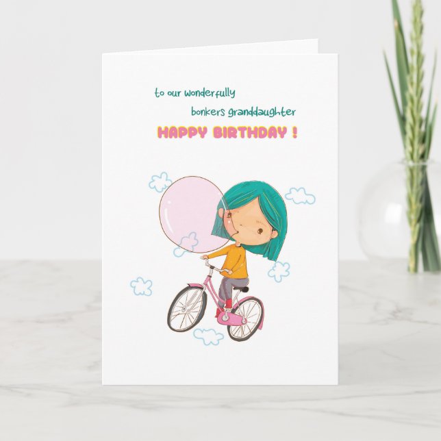 För mordotter Bonkers Bubble gum Birthday Card Kort (Framsida)