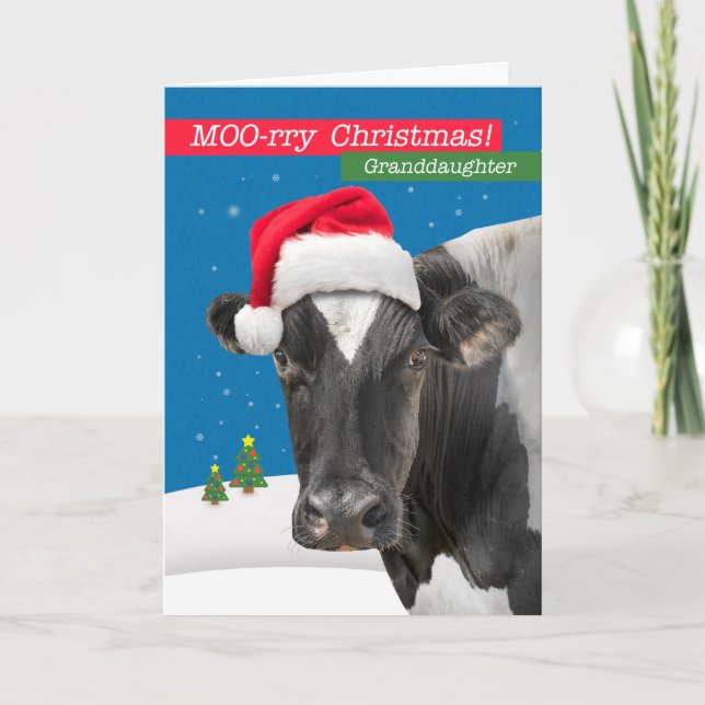 För mordotter God jul Funny Cow Humor Helgkort (Framsida)