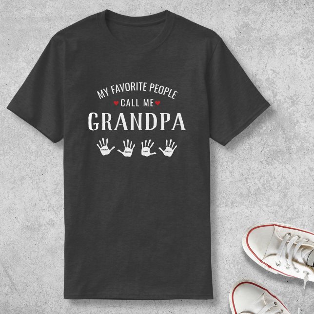 För morfar med 4 Barnbarn Namn Personlig T Shirt (Skapare uppladdad)