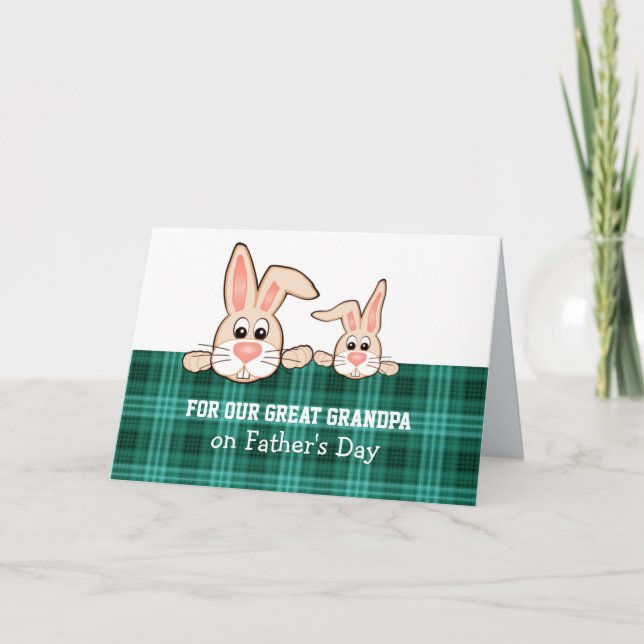 För morfar på Fars dag. Två Cute Bunnies Kort (Framsida)