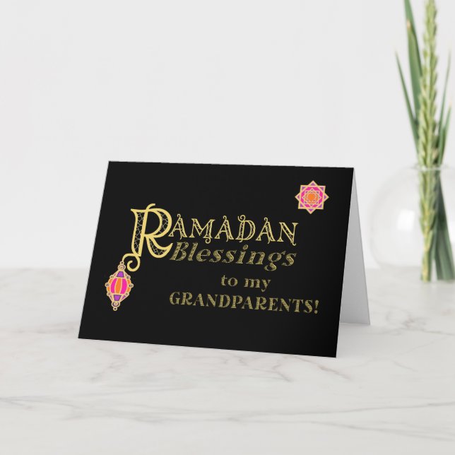 För morföräldrar Ramadan Blessings Guld på Black Kort (Framsida)