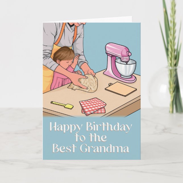 För mormor Sentimental Baking Birthday Card Kort (Framsida)