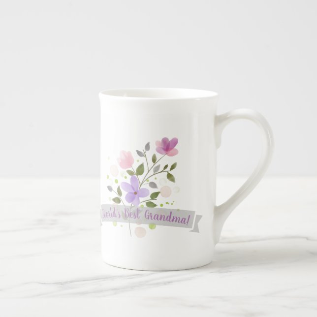 För mormorvattenfärg för världar bäst bukett för benporslin mugg (Höger)