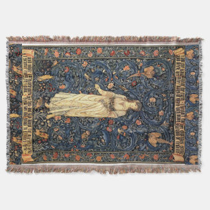 För Morris för art nouveaudamfåglar filt blom-