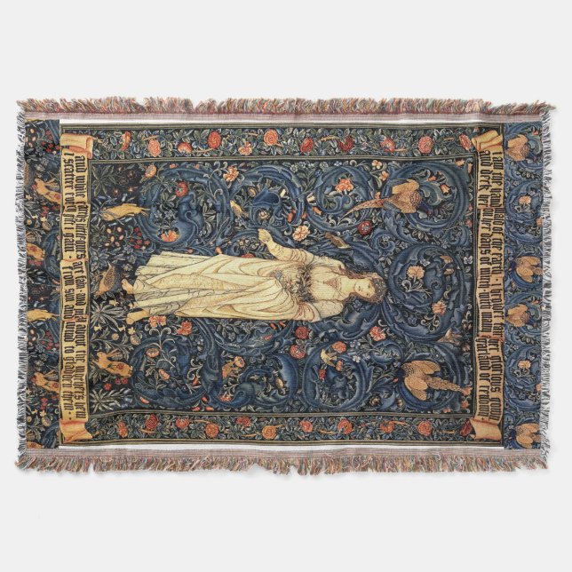 För Morris för art nouveaudamfåglar filt blom- (Framsidan)