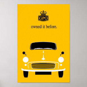 För Morris för klassikervintagegult bil minderårig Poster