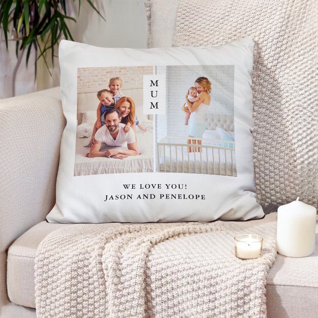 För Morsa | Modern 2-fotrutnät Kudde (A stylish pillow for mum with your favourite photos)
