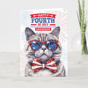 för morson 4:e juli Cute Patriotic Cat Helgkort