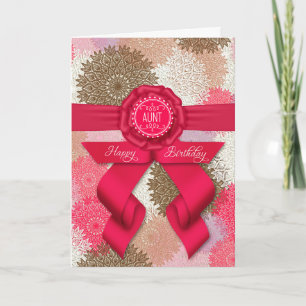 för Moster Deep Ro Rosa Ribbon Birthday Kort