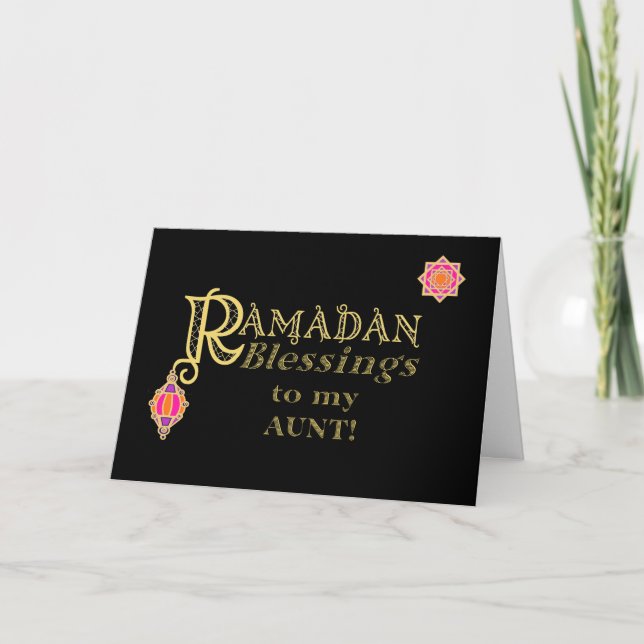 För Moster Ramadan Blessings Guld på Black Kort (Framsida)
