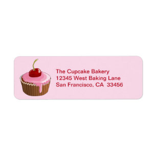 För muffinplocka för bageri körsbärsröd returadress etikett