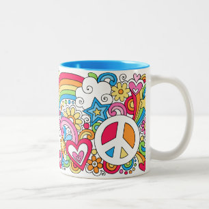 ♥ för mugg för flower powerfredkärlek &