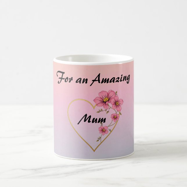 For Mum Pink Floral Gold Heart Mother's day  Kaffemugg (Center)
