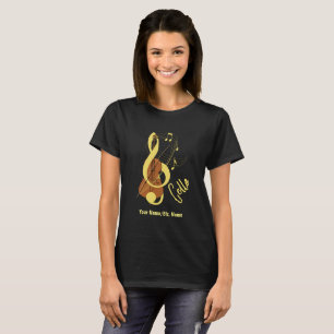 För musikermusik för violoncell grafiskt tema t shirt