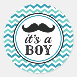 För mustasch för manbaby shower lite runt klistermärke