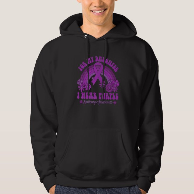 For My Daughter I Wear Purple Epilepsy Awareness R Hoodie (Framsida)