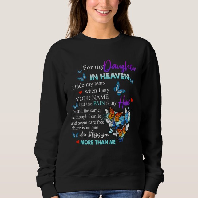 For My Daughter In Heaven Poem For Parents Missed  T Shirt (Framsida)