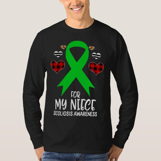 For My Niece Scoliosis Awareness Ribbon Leopard Bu T Shirt (Framsida)