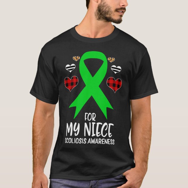 For My Niece Scoliosis Awareness Ribbon Leopard Bu T Shirt (Framsida)
