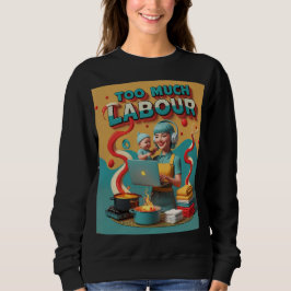 För mycket arbete - Retro Feminist Satire Art Hood T Shirt