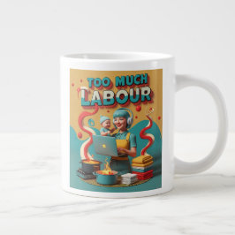 För mycket arbete - Retro Feminist Satire Art Jumbo Mugg