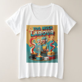 För mycket arbete - Retro Feminist Satire Art T Shirt