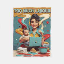 För mycket arbete - Retro Feminist Satire Design