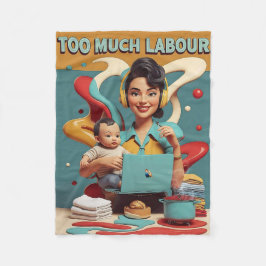 För mycket arbete - Retro Feminist Satire Design Fleecefilt