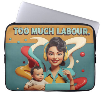 För mycket arbete - Retro Feminist Satire Design Laptop Fodral