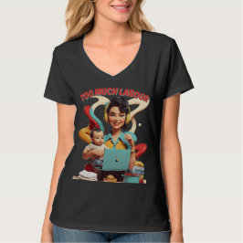 För mycket arbete - Retro Feminist Satire Design T Shirt