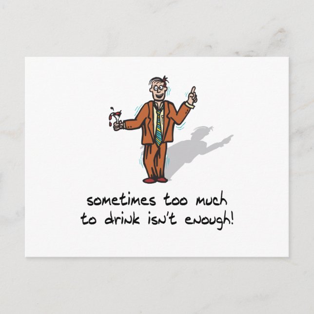 För mycket att dricka vykort (Framsida)